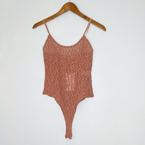 Zara Pink Lace Mesh Bodysuit - Picture 2 of 6